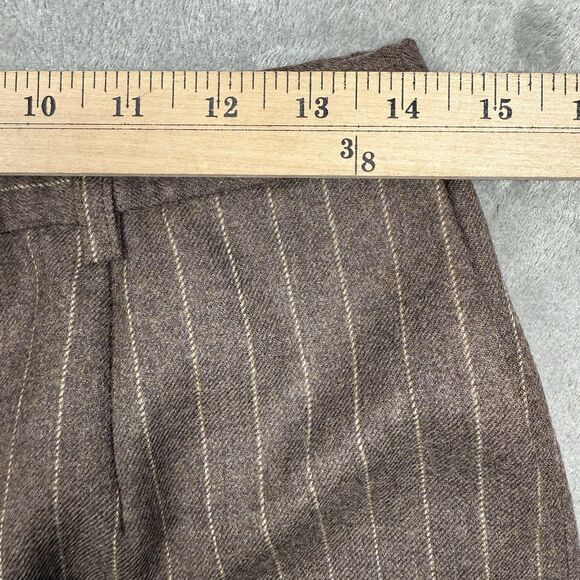 Pendleton Pants Women's 8 Wool Trousers High Waist Pleated Brown Pin Striped - Picture 6 of 11